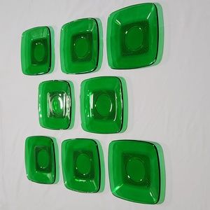 8 VTG Green Anchor Hocking Saucer Plates